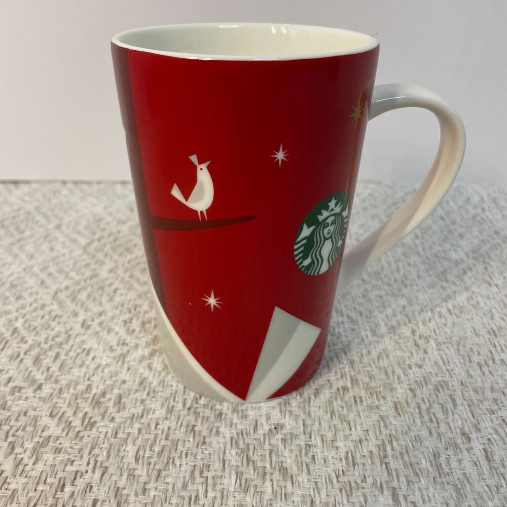 Starbucks 2012 Holiday Coffee Mug Tall Red Christmas Partridge in Tree Cup